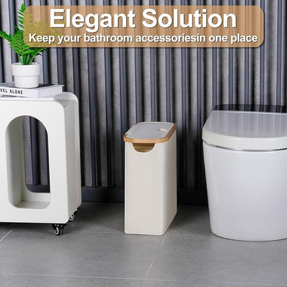 efluky Toilet Paper Basket 28L, Toilet Paper Holder with Lid for Bathroom, Free Standing Storage Organizer Holds Up to 9-12 Rolls (Beige, 1)