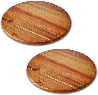 Acacia Wood Lazy Susan, Wood Turntable Tray Cabinet Organizer,14" (Two Pieces)