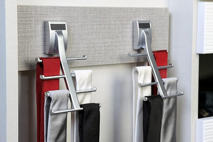 TAG Hardware Premium Space Saving Eight Tie Storage Hook Cleat Mount Organizer Rack for Home and Business (MATT Aluminum)