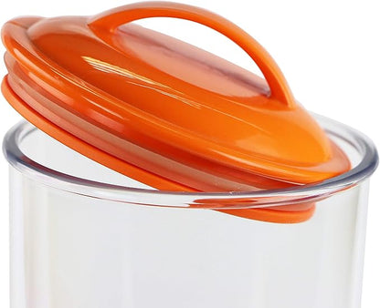 Reston Lloyd Tall Clear Spaghetti Pasta Storage Canister Container with Airtight Lid BPA Free for Kitchen Pantry Organization, Orange