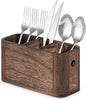 VIVIRBIEN Wooden Silverware Holder for Countertop, Kitchen Utensil Caddy with 3 Compartments, Cutlery Storage Organizer Countertop, Flatware Organizer for Party, Spoon, Fork Holder