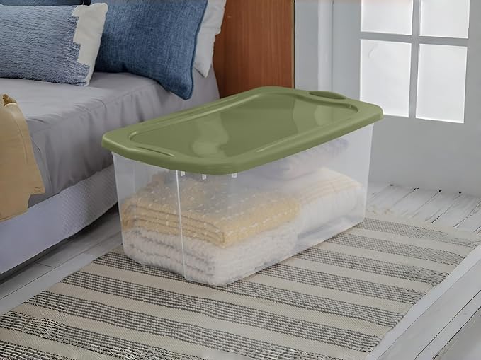 120 Quart Storage Bins with Lids, 2-Pack, Clear Plastic Stackable Tote Box Containers with Full-Grip Handles for Home Garage Office Closet Organization