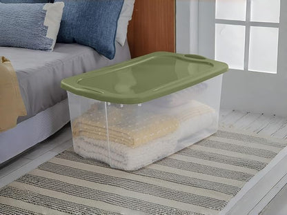 120 Quart Storage Bins with Lids, 2-Pack, Clear Plastic Stackable Tote Box Containers with Full-Grip Handles for Home Garage Office Closet Organization