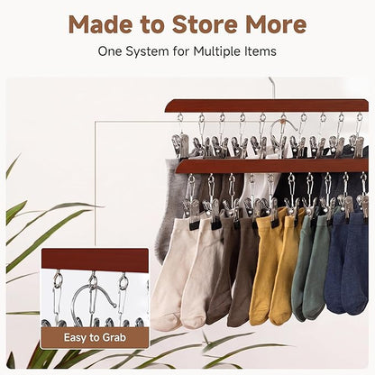 StorageWorks Hat Rack, Closet Organizer and Storage for Baseball Caps,Set of 2 with 10 Adjustable Stainless Steel Clips, Fits All Caps, Dark Cherry Color