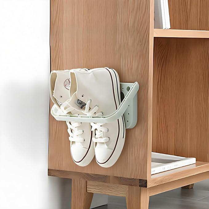 4Pcs Wall Mounted Shoes Rack, Foldable Hanging Shoe Rack Organizer Shoe Storage for Slippers, High Heel, Leather Shoes, Sneaker, Sandal(White)