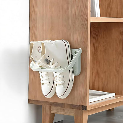 4Pcs Wall Mounted Shoes Rack, Foldable Hanging Shoe Rack Organizer Shoe Storage for Slippers, High Heel, Leather Shoes, Sneaker, Sandal(White)