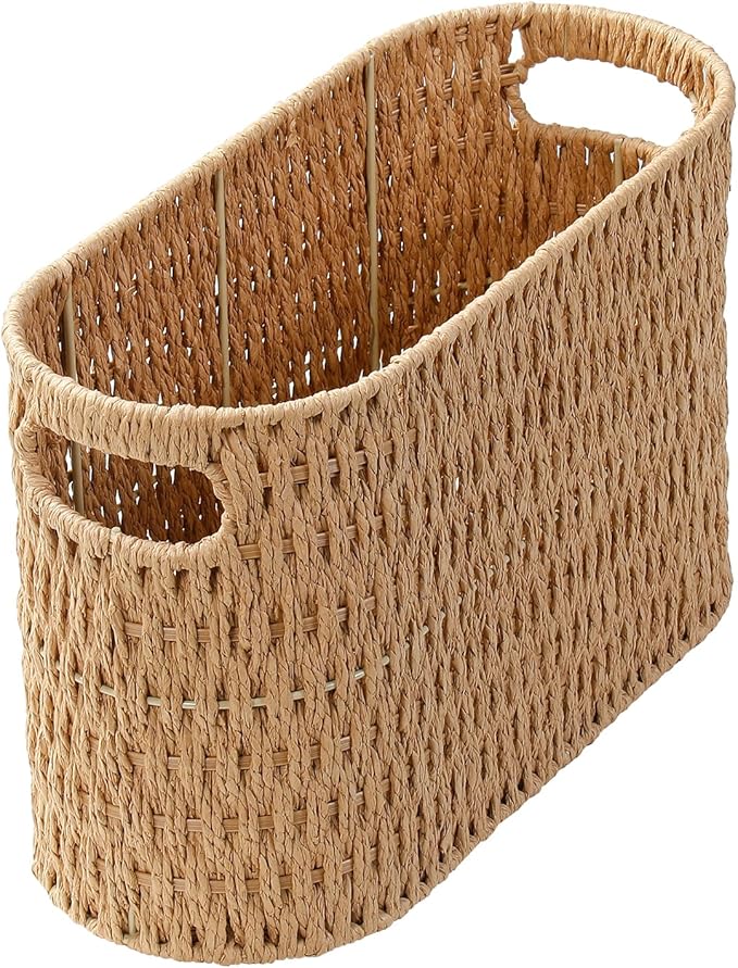 Paper Rope Basket for Toilet Paper Storage,Hand-Woven Wicker Basket for Bathroom,Living Room,Cute Woven Basket Both Organizer&Decor,Neutral