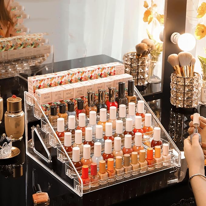 Nail Polish Organizer, 7 Layers Acrylic Nail Polish Holder Eyeglasses Essential Display stand, Sunglass Organizer Nail Polish Rack