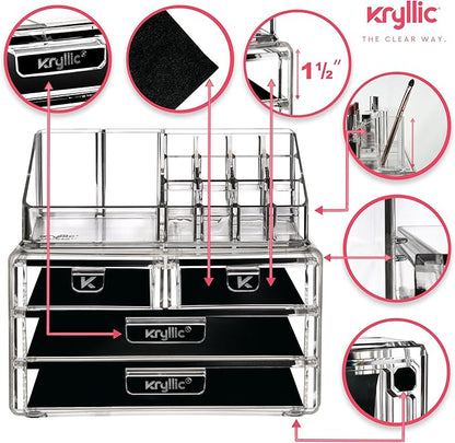 Acrylic Vanity Makeup Cosmetic Organizer -16 slot 4 box drawer storage organizers for make up brushes