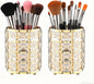 LUGUNU Makeup Brush Holder with Golden Crystal Bling – Elegant Vanity Organizer for Brushes, Pens & Pencils, Ideal for Bathroom or Office Countertop(2Pack)