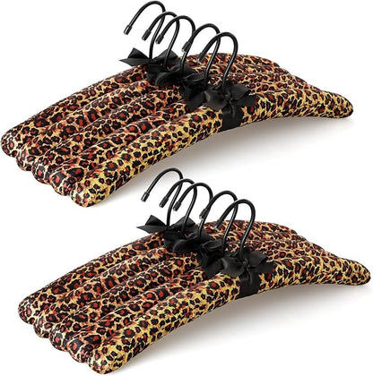 TOPIA HANGER Padded Hangers for Women Clothing,17-inch Satin Hangers 10 Pack Thick Foam Padded No Shoulder Bump for Sweaters, Coat, Blouses, Dresses-Leopard, CT18L-10
