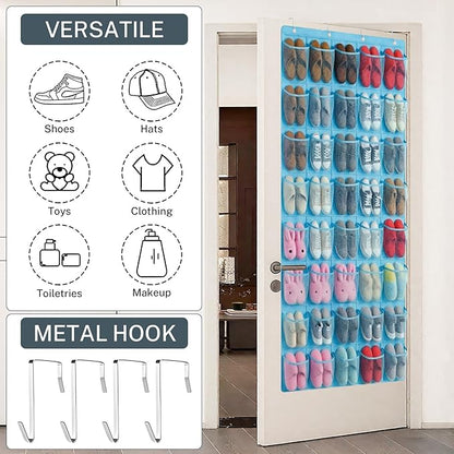 40-Pocket Over the Door Shoe Organizer - Large Mesh Pocket Hanging Shoe Organizer,Behind the Door Shoes Storage Holder Hanger