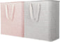Lifewit 2 Pack Laundry Basket 100L Each, Collapsible Clothes Hamper with Reinforced Handles, Freestanding Waterproof Design for Bedroom and Laundry Room, Grey&Pink 200L Total