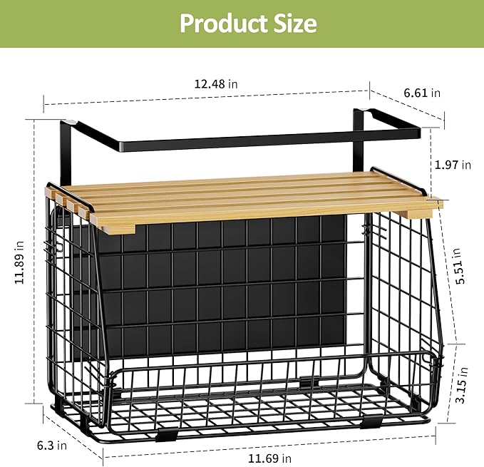 Magnetic Shelf for Fridge with Lid: 2 Pack Fruit Potato and Onion Storage Bin - Magnetic Spice Rack for Refrigerator & Kitchen Counter - Pantry Organizers and Storage