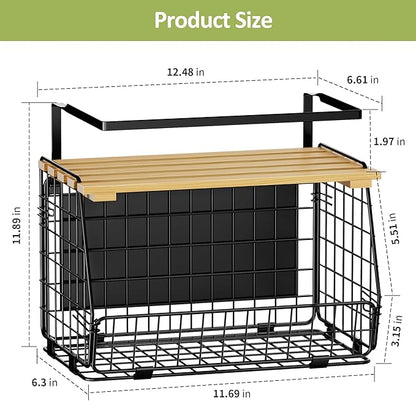Magnetic Shelf for Fridge with Lid: 2 Pack Fruit Potato and Onion Storage Bin - Magnetic Spice Rack for Refrigerator & Kitchen Counter - Pantry Organizers and Storage