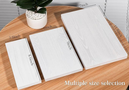zoocatia Bathroom Counter Organizer Wood Pedestal Stand Farmhouse Decorative Tray Soap Holder for Kitchen Decor, Large 11.8" x 7" - White