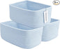 XUANGUO Small Woven Storage Baskets 12“X8”X5“ Decorative Rope Bins for Organizing Shelves, Closets, and Toys, Empty Gift Baskets, Cute Organizer Basket for Home and Office (blue, regular)