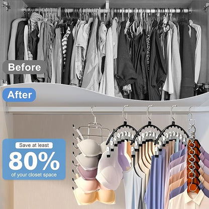 5 Pack Legging Organizer for Closet Hanging, 3 Pants Leggings Hangers with 30 Clips, 1 Tank Top Hanger, 1 Metal Magic Space Saving Hangers Closet Organizers and Storage for Pants Skirts Bra