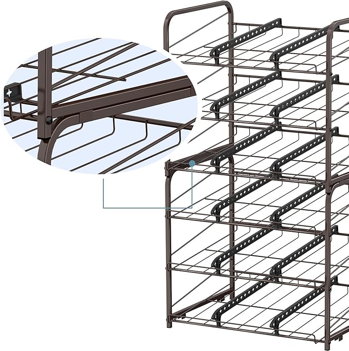 BTY Can Organizer for Pantry Stackable 2 Pack, Can Storage Organizer Rack Stacking Can Dispensers Small Space Holds up to 36 Cans for Pantry, Kitchen, Cabinet- Brown