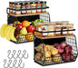 Fruit Basket 2 IN 1 Magnetic & Hanging Wall Produce Basket with Spice Rack for Potato and Onion Storage for Pantry,Kitchen Countertop and Fridge Organizer 2 PCS