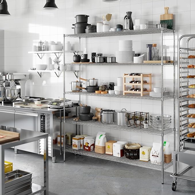 18" Deep x 72" Wide x 86" Height Wire Shelving Kit | 5-Tier | NSF Commercial Storage Rack Unit