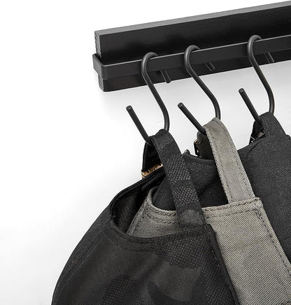 Mkono Hat Rack for Wall Wooden Baseball Caps Organizer with 20 Hooks Rustic Cowboy Hat Hanger Wall Mounted Caps Display Rack for Closet Bedroom Entryway, Set of 2, Black