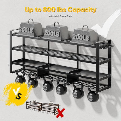 POKIPO 49" W Large Power Tool Organizer Wall Mount, 4 Layer Heavy Duty Loads 800 lbs, Tool Storage Rack Holds 12 Cordless Drills, Large Capacity Battery Holder for Garage, Gift for Men