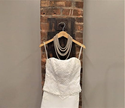 NAHANCO MRMRS20017ENG Bridal Hanger Set, Natural Wood Hangers Engraved with (Mr. and Mrs.), 17” (2 Piece Set), Natural w/Engraved Print
