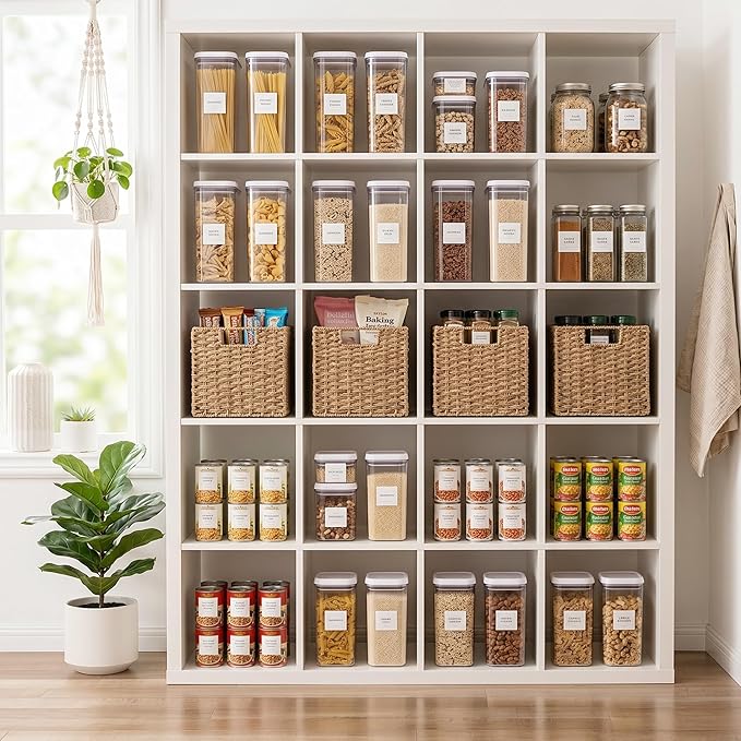 StorageWorks 9 inch Wicker Storage Cubes, Handwoven Wicker Baskets for Storage, Square Cube Organizer Bins, Foldable Paper Rope Basket for Organizing, Natural, 2 Pack