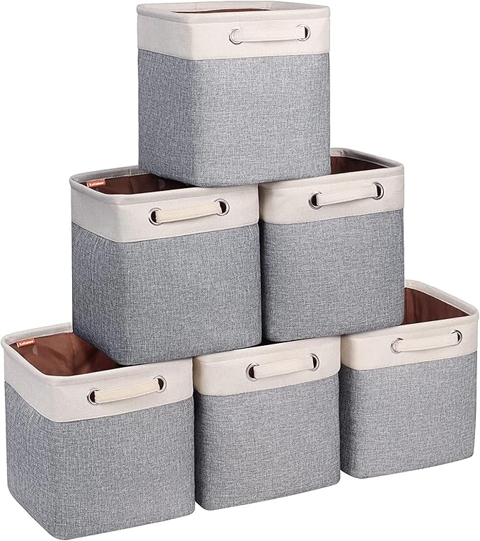 Cube Storage Bins 10.5” x 10.5 x 11” Cloth Baskets for Storage with Handles Storage bins for Shelf, Closet, Office Organizer, Set of 6