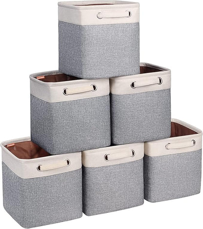 Cube Storage Bins 10.5” x 10.5 x 11” Cloth Baskets for Storage with Handles Storage bins for Shelf, Closet, Office Organizer, Set of 6
