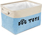 PET ARTIST Dog Toy Basket, Collapsible Dog Toy Bin Box with Comfortable Handles, Large Pet Toy Storage Basket Organizer for Accessories, Toys,Coat & Clothing,Blanket Leash (Blue, M:15"x11"x9")