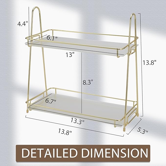 Edergoo Bathroom Organizer Countertop, 2 Tier Bathroom Counter Organizer Tool-Free 10S Assembly, Acrylic Countertop Organizers Shelf for Vanity Dresser Skincare Kitchen Storage
