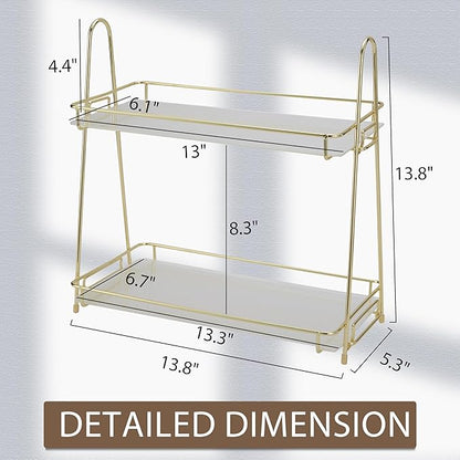 Edergoo Bathroom Organizer Countertop, 2 Tier Bathroom Counter Organizer Tool-Free 10S Assembly, Acrylic Countertop Organizers Shelf for Vanity Dresser Skincare Kitchen Storage