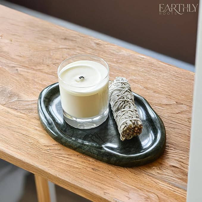 Natural Marble Trinket Tray – 9"x6" Cloud Shaped Decorative Dish for Jewelry, Keys, Perfume, Cosmetics, Vanity, Bathroom, Candle, Kitchen & Countertop | Stone Catchall or Gift (Indian Green)