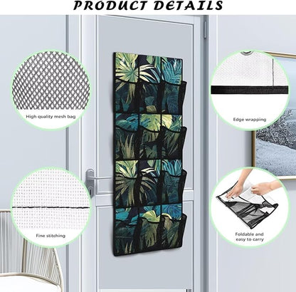 Palm Leaves Over the Door Shoe Organizer,Shoe Organizer Door Hanger,Shoes Hanger Storage Organizer Bag for Bedroom