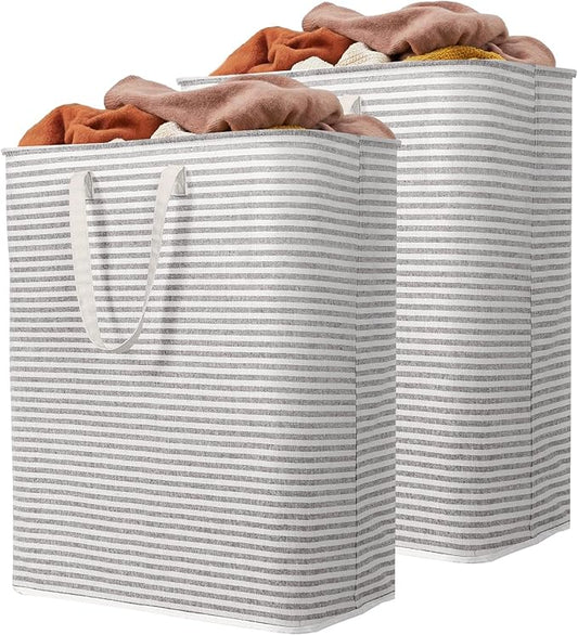 Lifewit 2 Pack Laundry Basket 125L Each, Collapsible Clothes Hamper with Reinforced Handles, Freestanding Waterproof Design for Bedroom and Laundry Room, Grey 250L Total
