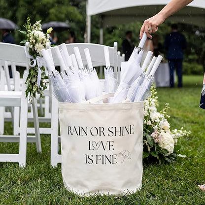 Yungyan Wedding Baskets with Handles 16 inch Large Storage Basket for Wedding Glow Sticks Slippers Flip-flops Umbrella Blankets Gift Container for Ceremony Ivory White (Rain or Shine)