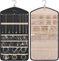 BAGSMART Hanging Jewelry Organizer with Hanger Metal Hooks Double-Sided Jewelry Holder for Organizing Earrings Necklaces Rings Perfect for in Hanging Closet, Wall, Door, 1 Piece, M, Black