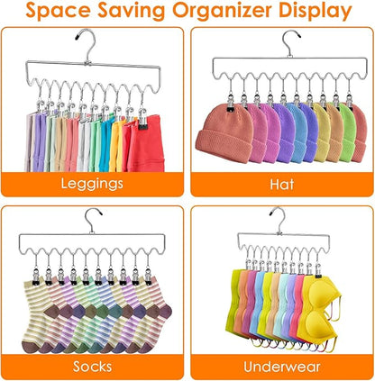 Pants Hangers Space Saving with Clips,Closet Organizers and Storage,20 Non-Slip Rubber Clips Metal Legging Organizer for Jeans Skirt Home Essentials,Dorm Room Essentials for College Students Girls Guy
