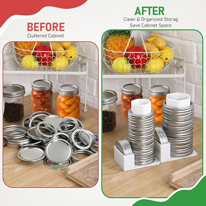 Feekoon Mason Jar Lid Organizer & Holder 2 Pack, Lid Storage Organizer for Regular & Wide Mouth, Removable Sleeve Design Holds 20 Lids & 20 Rings, Mason Jar Accessories for Kitchen Cabinet Storage