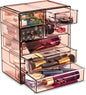 Sorbus Acrylic Makeup Organizer Set, 7-Drawer Vanity & Countertop Cosmetic Storage with Small & Wide Drawers, Bronze Glow Makeup Storage for Brushes, Lipsticks, Jewelry, Holiday Gift for Women & Teens