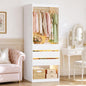HUAHUU Freestanding 2FT Closet System with 3 Wood Drawers & Glasstop, 24" Closet Organizer System with Hanging Rod & LED Lights, Walk-in Closet Systems for Small Closets, White (24"L x 16" W x 80" H)