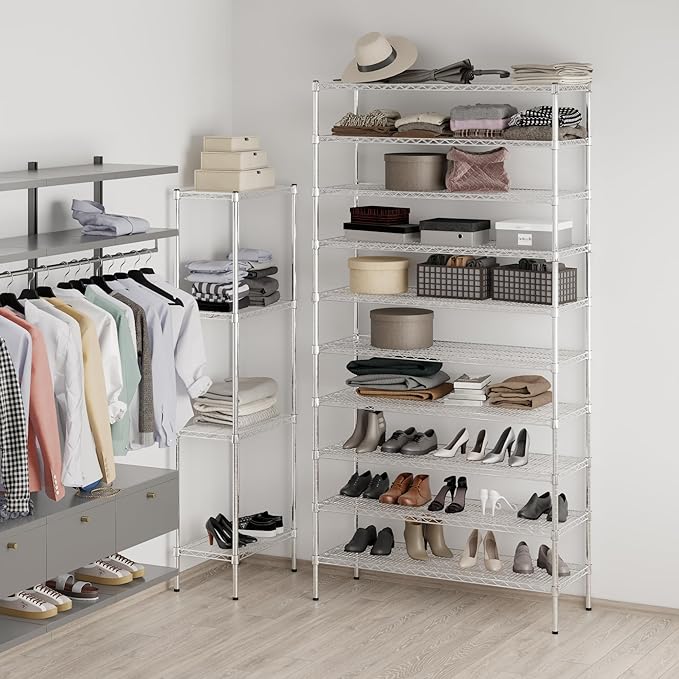 18" Deep x 48" Wide x 96" Height Wire Shelving Kit | 10-Tier | NSF Commercial Storage Rack Unit