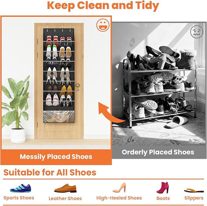 ZATOCL 8-Tier Over The Door Organizer, Space Saving Hanging Shoes Organizer and Storage Unit, Organizer for Closet, Bedroom, Entryway, Black