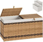 HOOBRO Storage Basket with Lid, 52.8 Gallon (200L) Wicker Storage Basket with 2 Separate Lid, Blanket Storage Bin with 2 Removable Liner Bags, for Bedroom, Laundry, Natural and Brown NL277CW01