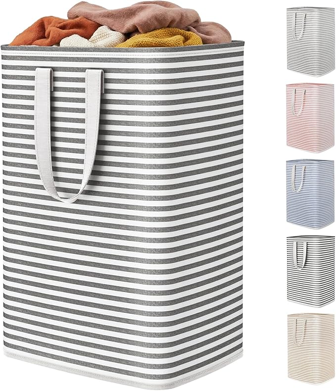 Lifewit 1 Pack Laundry Basket 80L Each, Collapsible Clothes Hamper with Reinforced Handles, Freestanding Waterproof Design for Bedroom and Laundry Room, Black 80L Total