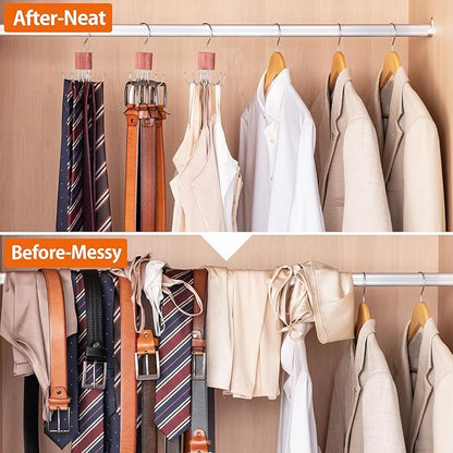 Cedar Block Belt Organizer, 4 Pack Natural Aromatic Cedar Closet Organizers for Belts, Scarves, and Ties