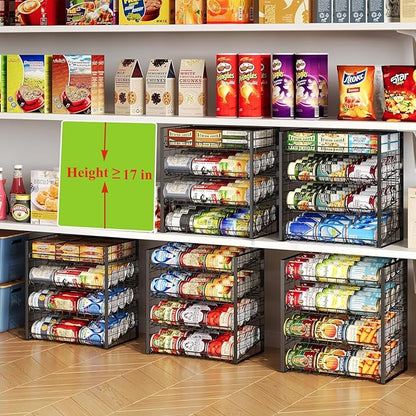 JKsmart 4-Tier Can Rack Organizer for Pantry, Adjustable Can Storage Holder for Various Ounces of Canned food Soda Drinks, Can Dispenser Holds Up to 48 Cans for Cupboard Cabinet
