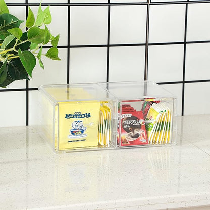 Cq acrylic Clear Stacking Make Up Organizers and Storage With 2 Drawers,4.7" Tall Acrylic Medicine Cabinet Organizer,Plastic Desktop Drawers Organizer for Vanity, Undersink, Kitchen Cabinets,Bathroom
